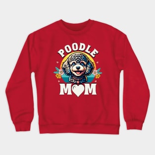 Colorful Poodle Mom Retro Sunset Dog Lover Mother's Day Crewneck Sweatshirt